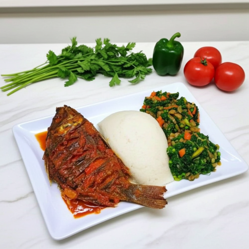 Tilapia Wet Fry With Ugali & Spinach